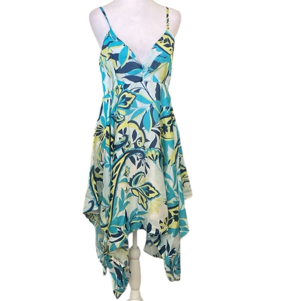 VENUS White and Blue Asymmetrical Sundress Dress size 10